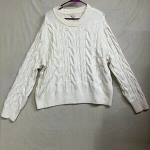 NWT A New Day Women's Size XL Oatmeal Cable Knit Long Sleeves Crew Neck Sweater